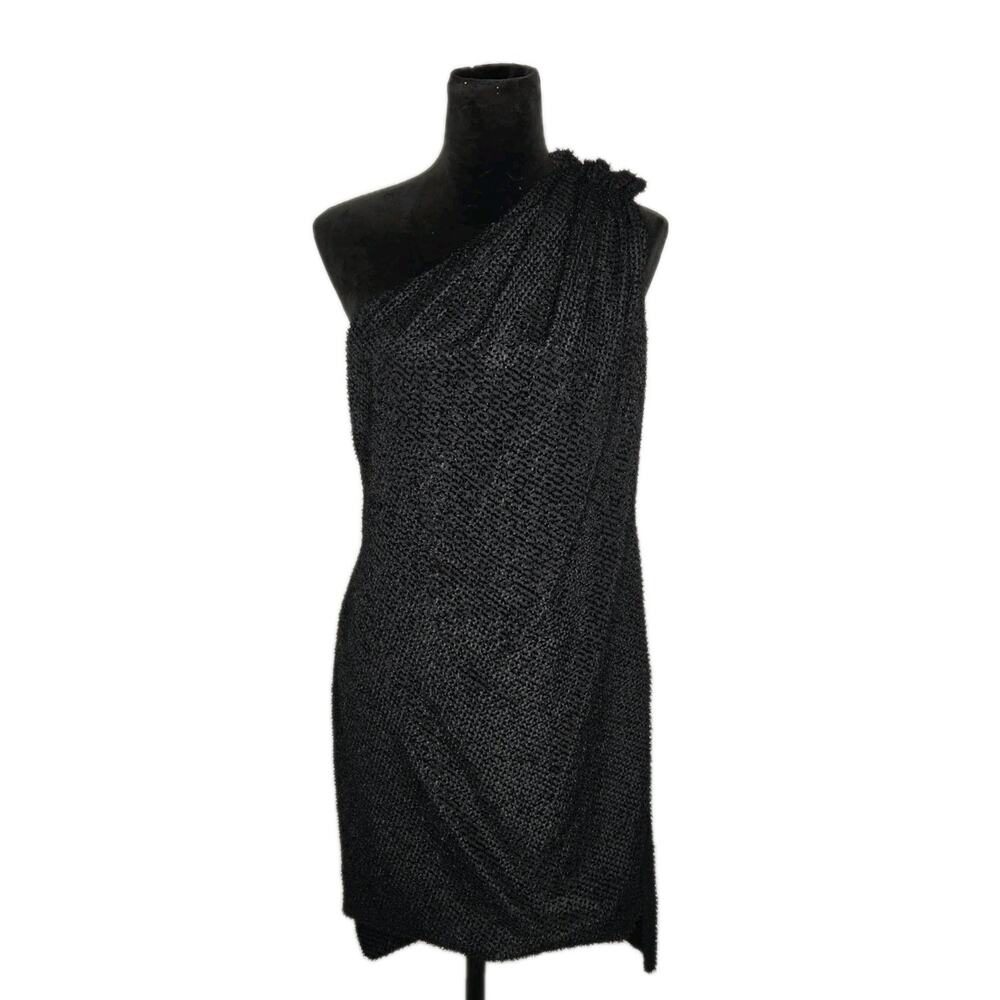 Adolfo Dominguez Costura Draped One Shoulder Textured Cocktail Dress EU 40 Spain
